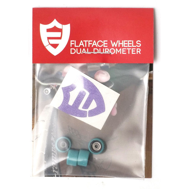 FlatFace Dual Durometer Wheels Black Turquoise – ruedas fingerboard FlatFace Uruguay – URUFBSHOP