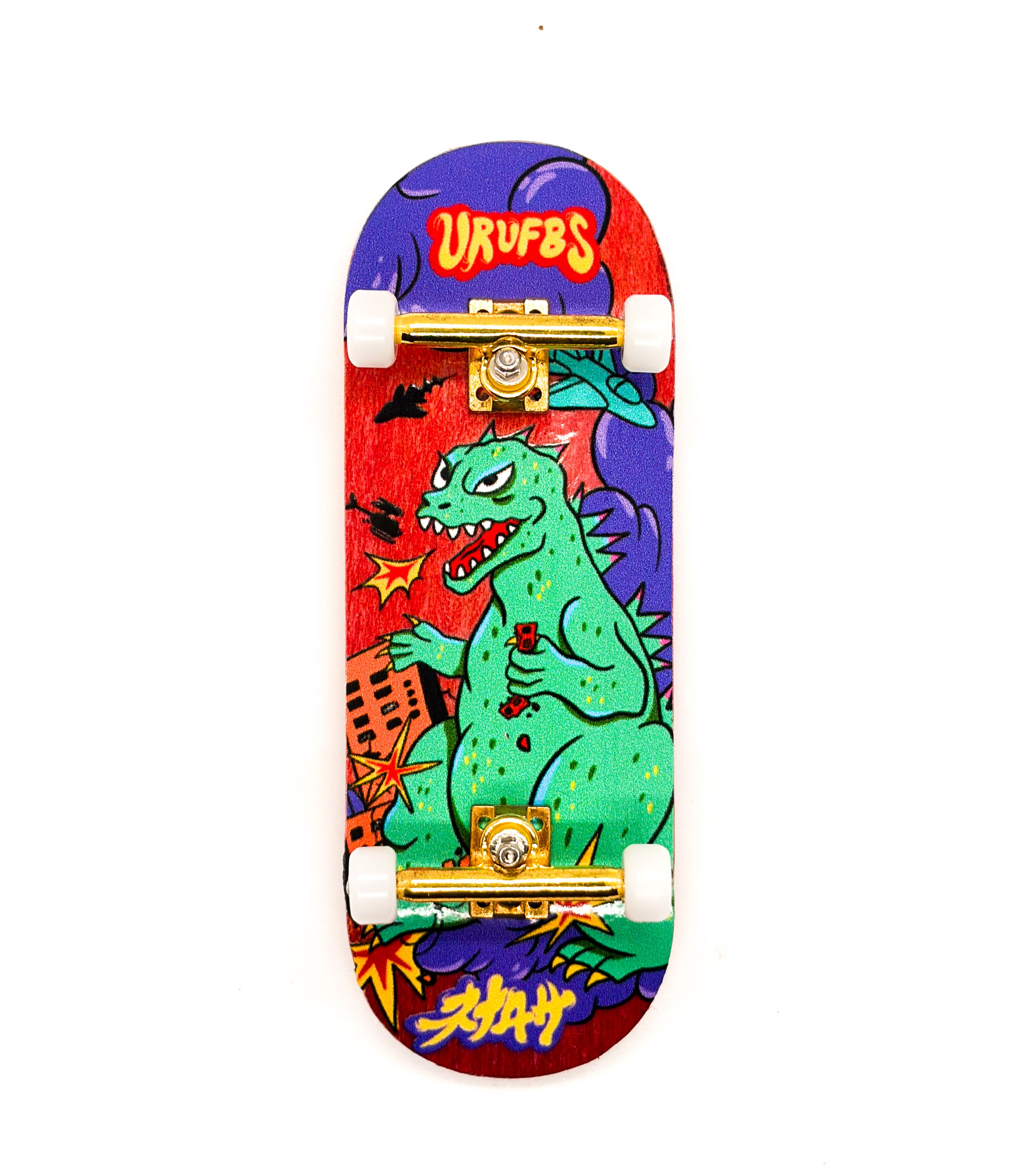 Fingerboard completo PRO URUFBS x Nena Rosa Dinozilla maple 34mm Rojo – skate dedos Uruguay – URUFBSHOP